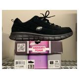 NEW SKECHERS BLACK SUEDE TENNIS SHOES SIZE 9 1/2M - UP MASTER CLOSET 2