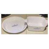 VINTAGE CORNFLOWER BLUE CORNING WARE PIE PAN 10" & 1 1/2" QT CASSEROLE DISH - KITCHEN