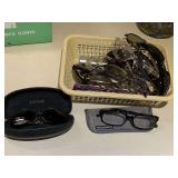 CONTAINER FULL OF SUNGLASSES & READING GLASSES (MANY NEW) - KITCHEN