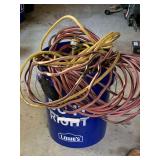 BUCKET FULL OF HEAVY DUTY EXTENSION CORDS - GARAGE