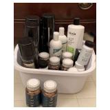CONTAINER FULL OF TRESEMME HAIR SPRAY, WEEM HAIR, SKIN & NAIL VITAMINS & MORE (CONTAINER INCLUDED) - UP MASTER BATH