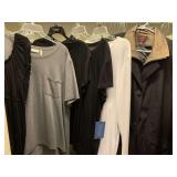 5 LADIES TOPS SIZE XLARGE (1 NEW W/ TAG) & NEW W/ TAG XL COAT - UP BED CLOSET 1