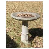 CONCRETE BIRD BATH (HAS CRACK IN BOWL) 33" TALL X 27" ROUND - BACK YARD