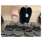 2 NEW PAIR ATHLETIC WORKS SLIP ON SHOES SIZE 7/8 & 2 NEW PAIR BEDROOM SHOES SIZE 7/8 & SIZE L - UP MASTER CLOSET 1