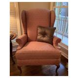 VINTAGE WILLIAM ALAN INC UPHOLSTERED WING CHAIR W/ THROW PILLOW - LIVING ROOM