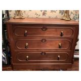 VICTORIAN ANTIQUE 1800S WALNUT 3 DRAWER CHEST WITH DROP PULLS (EXCELLENT CONDITION) 43" LONG X 18" DEEP X 34" TALL ***SPECIAL PICKUP INSTRUCTIONS - DINETTE