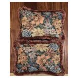 2 TAPESTRY THROW PILLOWS WITH FRINGE 15" X 11" - DEN