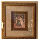 1908 BEAUTIFULLY MATTED/FRAMED PRINT BY HENRY GILLARD GLINDONI "GARDEN BENCH" 13X14 - LIVING ROOM