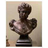 1991 AUSTIN BRONZED ART NOUVEAU BUST OF GODDESS 13" TALL X 9" WIDE - UP BED 2