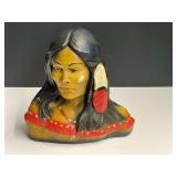 Handcrafted, and hand painted Native American bust, see pictures for details.