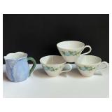 Noritake China cups, “Blue Orchard”, set of three, also comes with a ceramic tulip mug, see pictures for details.