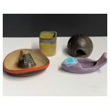 Assorted artisan pottery, four pieces, see pictures for details.