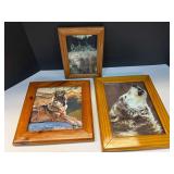 Framed photographic wolf prints, set of three, see pictures for details.