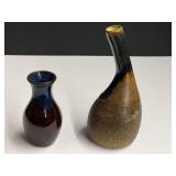Artisan pottery bud vases, includes a lovely curved neck vase, see pictures for details.