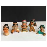 Ceramic Native American children figurines, set of five, tub is not included, see pictures for details.