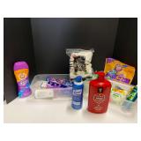 Shelf lot marked 6118 of assorted toiletries to include body wash, whole body deodorant, toothpaste, stick deodorant, and Moore. Tubs are not included, see pictures for details.