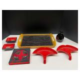 Asian themed dinnerware to include a bamboo tray, sauce cups, and more. See pictures for details.