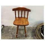 Vintage wooden barstool with foot rest, see pictures for details.