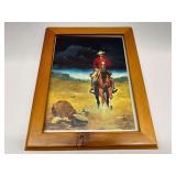 Framed, western/cowboy print, see pictures for details.