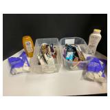 Assorted toiletries to include body wash, conditioner, assorted makeup, and more. Tubs are not included, see pictures for details.