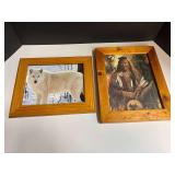 Framed photographic art print and Native American print, two pieces, see pictures for details.