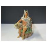 Ceramic Native American with wolves figurine, see pictures for details.