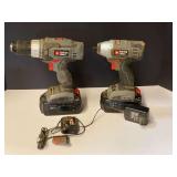 Porter cable 18 V cordless drill and impact driver, comes with charger, working condition unknown, see pictures for details.