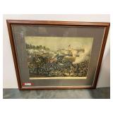 Framed and matted art print of the Battle of Williamsburg, the print does have wear, see pictures for details.