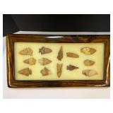 Framed Native American artifacts/arrowheads,  see pictures for details.