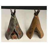 Ceramic Native American teepees, set of two, see pictures for details.