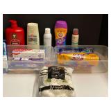 Assorted toiletries to include body wash, toothpaste, total body deodorant, toothbrushes, and more. Tubs are not included, see pictures for details. ￼