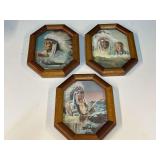 Framed Native American art prints, three pieces, see pictures for details.