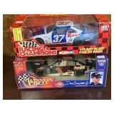 #37, and #1 NASCAR replicas, 1/24 scale, two pieces, both come in original boxes, see pictures for details.