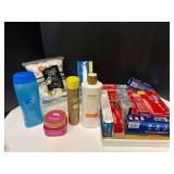 Assorted toiletries to include body wash, toothpaste, cotton balls, shampoo, and more. Tub is not included, see pictures for details. ￼