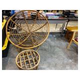 Rattan Papasan chair with ottoman, no cushions, see pictures for details.