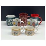 Assorted decorative coffee mugs, approximately seven pieces, see pictures for details.