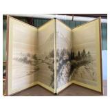 Beautiful four panel privacy screen, believed to be a Japanese Byobu screen, see pictures for details.