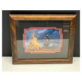 Framed and matted Native American print, see pictures for details.