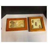 Framed Native American artifacts/arrowheads, two pieces, see pictures for details.