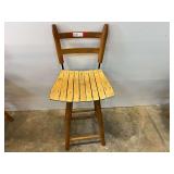 Vintage wooden barstool with slatted seat, see pictures for details.