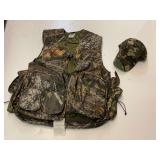 Camouflage hunting/fishing vest with cushion, comes with cap, see pictures for details.
