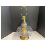 Vintage Hollywood Regency Mid-Century Modern clear blue melon floral table lamp, believed to be a Carl Falkenstein lamp, see pictures for details.