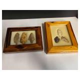 Framed Native American artifacts/arrowheads, two pieces, see pictures for details.