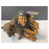 Ceramic Native American and Buffalo bust, see pictures for details.