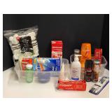 Shelf lot marked 6112 of assorted toiletries to include Axe body spray, toothpaste, Gillette razors, conditioner, toothpaste, and more. Tubs are not included, see pictures for details.