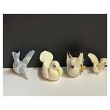 Vintage ceramic birds, ornaments/decor, four pieces, see pictures for details.
