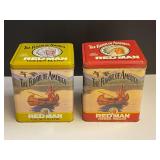 Red Man chewing tobacco collectible tins, set of two, see pictures for details.