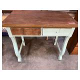 Vintage two drawer desk, drawer pulls are missing, great repurposing project, see pictures for details.