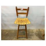 Vintage wooden barstool with slatted seat, see pictures for details.