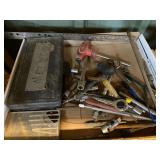 Assortment of hand tools to include ratchet, sockets, and more. See pictures for details.
